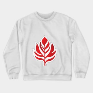 Abstract Red and White Leaf Symbol on Black Background No. 884 Crewneck Sweatshirt